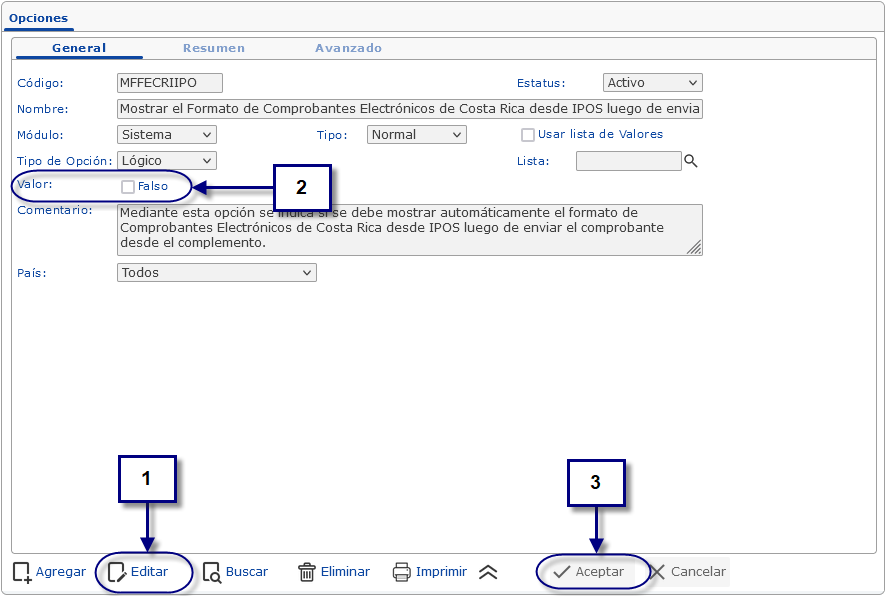 Búsqueda - Configuración de Abrir Formato Automaticamente - Software en la nube para emisión de comprobantes y facturación electrónica en Costa Rica