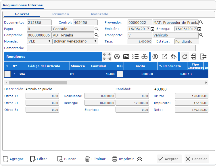 Requisición Generada