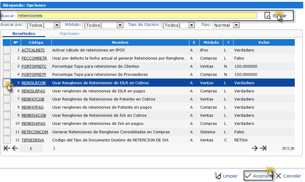 Ingresando a ventana Retención de ISLR