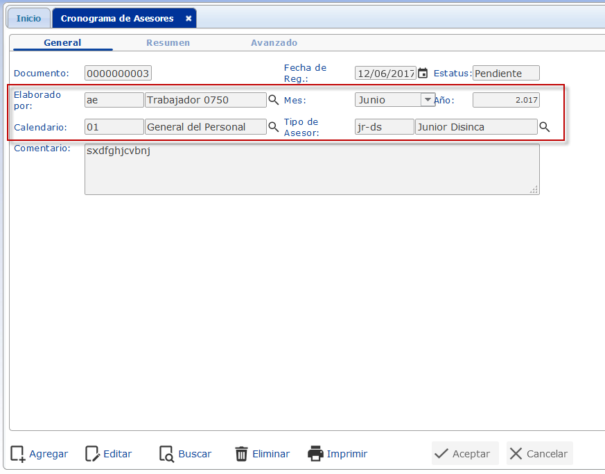 Cronograma de Asesores