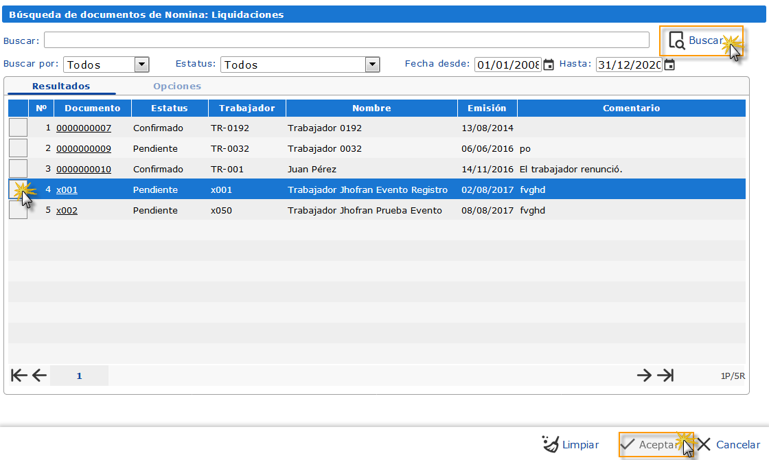 Buscando una Liquidacion