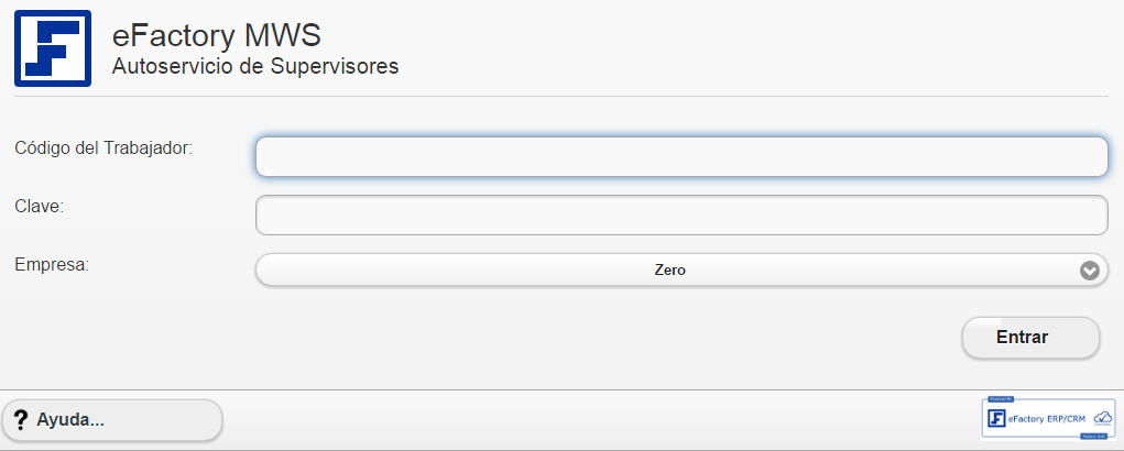 Pantalla de la herramienta MWS de eFactory
