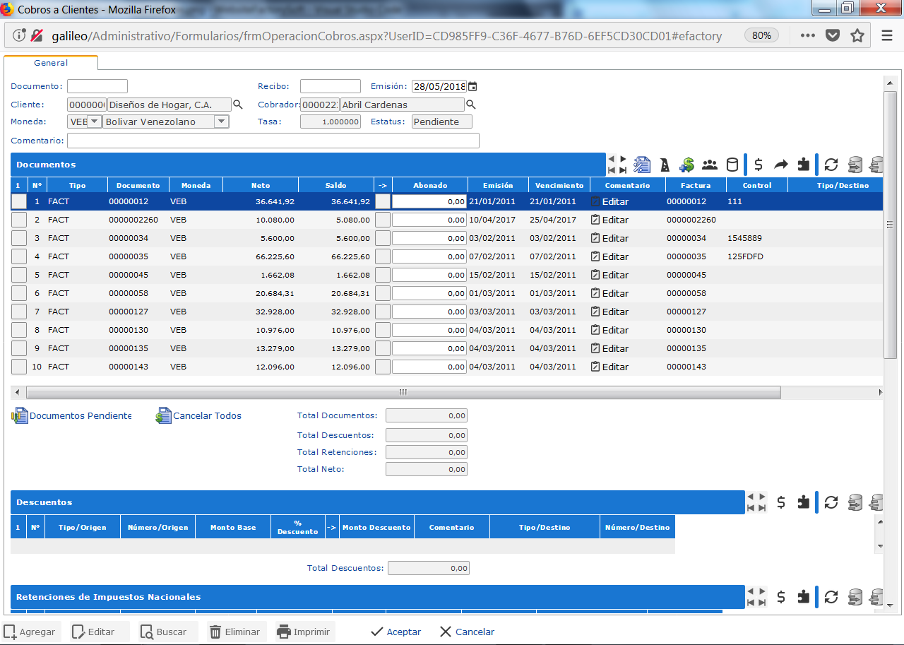 Cobros a Clientes desde Fast Track