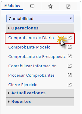 Formulario comprobantes de diario 2 en efactory software de contabilidad en la nube latinoamericano.