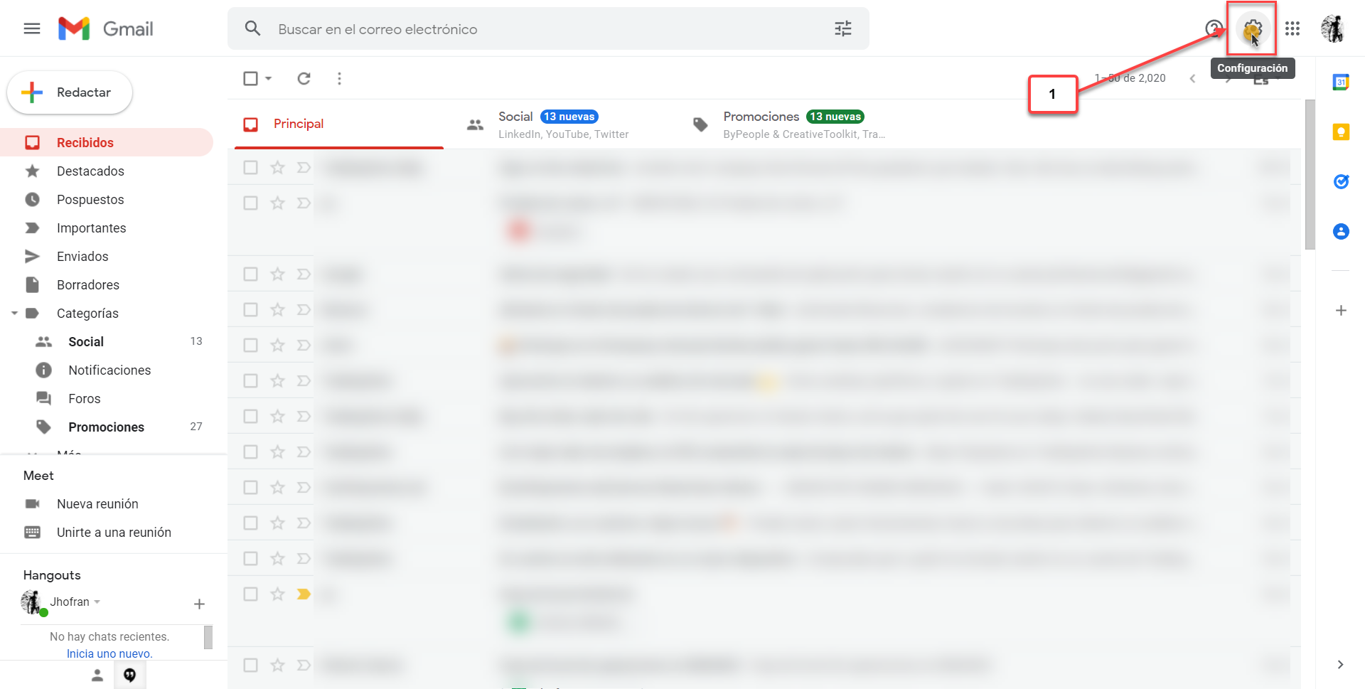 Ingresando a Configuración de Gmail