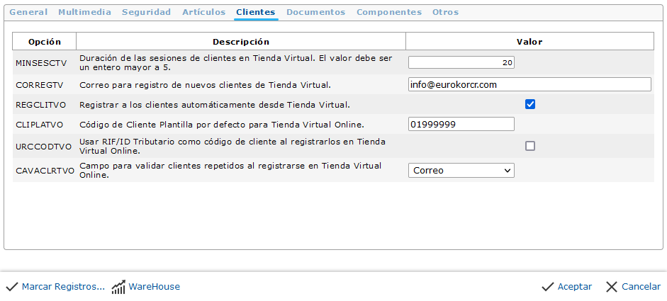 Configurar Tienda Virtual (TVO) - Administrativo